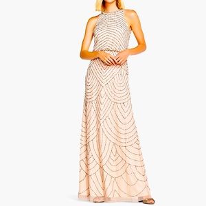 Adrianna Papell size 0 sequence tan/cream dress